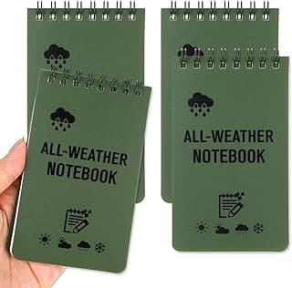 Paquete de 4 cuadernos impermeables, bloc de notas de 3 x 5 bolsillos, bloc de notas de policía para todo tipo de clima, mini cuadernos a granel con páginas a rayas, mini bloc de notas en espiral, 50