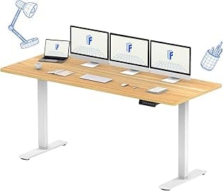 FLEXISPOT Escritorio Elevable Eléctrico Mesa Regulable en Altura 180x80 cm con 2 Potentes Motores Escritorio Estable Escritorio de pie Eléctrico Regulable en Altura con Función Memoria(Blanco+Arce)
