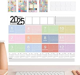 Calendario anual de pared 2025, planificador de pared de borrado en , accesorios de escritorio para el hogar, oficina, universidad, escuela, calendario de profesores, organizador de horarios para