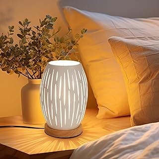 Riserva Lámparas de Mesita de Noche, E27 Lámpara de Mesa Moderno Blanco, Lámpara de Mesita Vintage Metal, Chasis de Madera, para Dormitorio, Sala de Estar, Estudio, Comedor, Cafetería