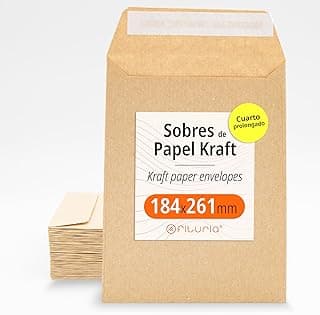 Sobres de Papel Kraft, Sobres para Documentos, Regalos, Invitaciones Boda y Envíos, Bolsas de Papel Resistentes, Versátiles para Todas las Ocasiones, Cuarto Prolongado - Ofituria (184x261, 100 uds)
