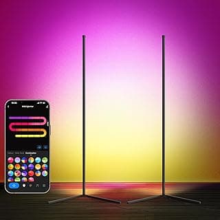 LuminexDesigns Pack de 2 Lámparas de Pie LED RGB 150cm – Luces de Esquina Regulables con Mando a Distancia, Control Alexa, Iluminación Decorativa para Salón, Dormitorio o Zona Gaming