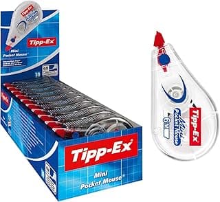 Tipp-Ex Mini Pocket Mouse Cinta Correctora - 6 m x 5 mm, caja de 10 Unidades, óptimo para oficinas, Multicolor