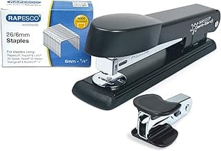 Rapesco 1471 Germ-Savvy Antibacteriano, Marlin Grapadora con Quitagrapas R4 y Caja de 5000 Grapas 26/6 mm, Negro