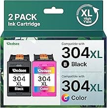 Redsee 304XL Cartuchos de Tinta Remanufacturado para HP 304 XL Negro Compatible con 304XL para HP Envy 5010 5020 5030 5032 Deskjet 2630 2632 2633 3700 3720 3730 3750 3760 3762(Negro y Color,2-Pack)