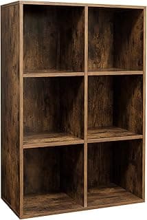 VASAGLE Librería, Estantería Almacenaje, de 6 Compartimientos, para Sala de Estar, Estudio, Oficina, 30 x 65,5 x 97,5 cm, Marrón Rústico LBC203BX