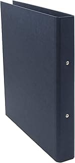 Bigso Box of Sweden Cuaderno archivador con 2 anillas – Archivador DIN A4 estrecho de tablero de fibras y papel con aspecto de lino – Carpeta de anillas para documentos, fundas, etc. – azul