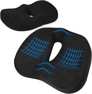 Ainiv Cojin Coxis, Cojín Espuma Viscoelástica para Asiento, Cojin Ortopédico para Coxis de Espuma de Memoria, Cojin para Silla Oficina, Coche, Alivio del Dolor y la Ciática（Negro）