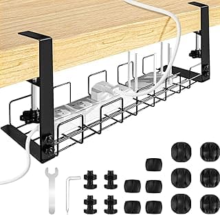 Bandeja de Gestión Cables debajo Mesa Escritorio Gaming,Organizador de Cables,Accesorios para Almacenar y Esconder Cables, Regleta de Soporte para Ordenador,Oficina