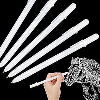 Vicloon Bolígrafos de Gel Blanco, 13 Pcs Bolígrafo de Tinta Blanca con Punta de 0.8 MM, Bolígrafo Punta Fina Gel Blanco Roll bolígrafo gel para Dibujos e Ilustraciones (5 Bolígrafos y 8 Recargas)