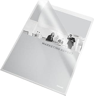 Esselte 46024 - Caja de 100 Dosieres Uñero Esselte, con Apertura Superior y Lateral, Fabricado de PVC, Transparente, Liso, Tamaño Folio, 140 Micras