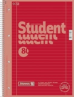 Brunnen Colour Code 1067927126 Bloc de notas/Collegeblock Student (A4, rayado, 27 líneas, 90 g/m², 80 hojas), color rojo