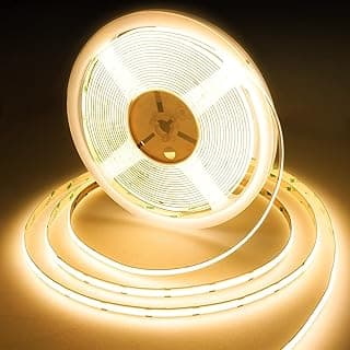 BERIXDEEP Tira LED COB DC24V, Tira Calida Uniforme 8mm Ancho, CRI 90+, Tira LED 15M para Dormitorio, Cocina, Espejo, Gabinete (sin Fuente de alimentación) (3000K, 15m)