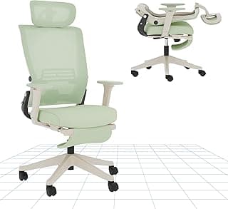 FLEXISPOT Silla de Oficina Ergonómica, Silla de Oficina Plegable con Apoyo Lumbar, Reposabrazos Regulables en Altura, Reposacabezas 2D, Silla de Escritorio de Malla para Oficina Casa-Ivy