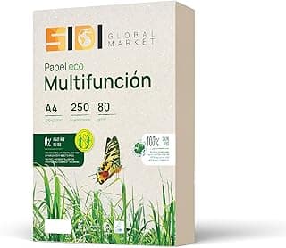 Papel Reciclado, Papel din A4, Paquete de Folios A4 80gr, Papel para Fotocopias e Impresora, 250 Folios A4 100% Fabricado con Papel Reciclado · SIDI (1 paquete)