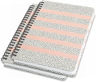 SIGEL JN600 Lote de 2 Cuadernos de notas espirales básica, 16,2 x 21,5 cm, punteado, tapa dura, motivo puntos, rosa/negro/blanco - Jolie