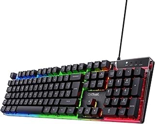 Trust Gaming GXT 835 Azor Teclado Retroiluminado, Disposición QWERTY Español, LED Iluminación, Teclado Alámbrico Gaming para Windows, Mac, PC, Ordenador, Portátil - Negro