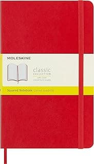 Moleskine - Cuaderno Clásico con Hojas Cuadriculadas, Tapa Blanda y Cierre Elástico, Color Rojo Escarlata, Tamaño Grande 13 x 21 cm, 192 Hojas