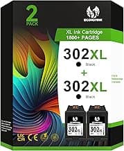 Economink Cartucho 302, 302 XL Negro Remanufacturado para Cartuchos HP 302, 302 Negro para DeskJet 3639 2130 3636 3630 OfficeJet 3833 3831 5230 3830 Envy 4520 4527 4521 4525 4524 Impresora (Pack de 2)