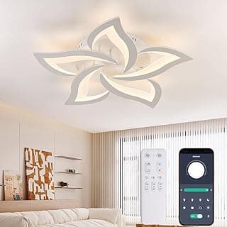 KAUCQI Φ58 Creativa LED Lámpara de Techo, Moderna Pétalo LED Luz de Techo, 24W 2400lm, Regulable 3000K - 6000K, Panel de Acrílico Luces de Techo de la Sala de Estar, Dormitorio