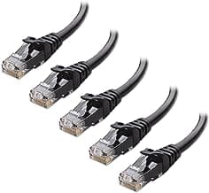 Cable Matters Paquete de 5, 10G Cable Ethernet Cat 6 corto Moldeado 30cm (Cable Cat6, RJ45 Cat 6) en Negro - 0,3 Metro