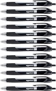 Amazon Basics Bolígrafos de punta retráctil y tinta de gel, 12 Unidad (Paquete de 1), punta fina, Negro