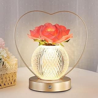 JHXLAMP Lámpara táctil con diseño de flores, recargable, inalámbrico, 3 colores, atenuación continua, pequeña luz nocturna, regalo para mamá para San Valentín, día de la madre, Navidad