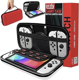 Orzly Estuche de Transporte Compatible con Switch OLED y Consola Switch Original - Estuche Protector de Viaje portátil rígido con Bolsillos de Almacenamiento