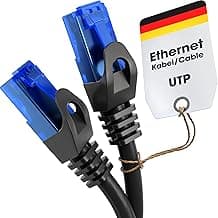 KabelDirekt – Cable Ethernet, Cable de red/LAN RJ45 – 1,5m, Disponible en 0,25-30m (10Gbps, velocidad máxima de fibra óptica, para redes Gigabit, switches/routers/modems, negro/azul)
