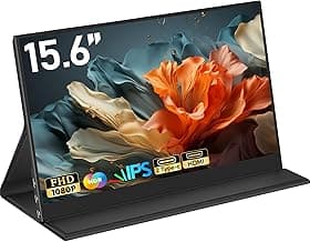 HONGO Monitor Portatil Pantalla Portatil IPS FHD de 15,6" 1920x1080P, Pantalla Ordenador Móvil Externa HDR con HDMI/Tipo C/USB C, Tablet Portable Monitor para PC Mac Laptop X-BO PS4/5, con Smart Funda