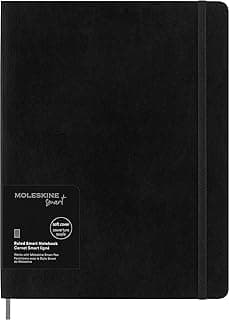 Moleskine Smart Notebook, Sistema de Escritura Inteligente, Cuaderno Inteligente de Tapa Blanda, Páginas a Rayas y Cierre Elástico, Tamaño XL 19 x 25, Color Negro