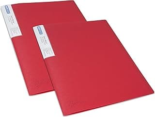 Rapesco 1674 Carpeta de Presentación con 20 Fundas, Protección Antibacteriana, Roja, 2 Carpetas