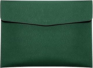 Skyzone Cartera de Documentos A4 en Cuero PU, Organizador Bolsas de Documentos de Viaje, Carpeta de Archivos Impermeable con Cierre a Presión, Estuche de Portafolios de Sobres (Verde)