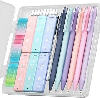 Four Candies Juego de 6 portaminas de 0,5 y 0,7 y 0,9 mm, 360 minas HB, 3 gomas de borrar, lápices mecánicos, material escolar, esthetic School Stuff Clean Girl Stationery