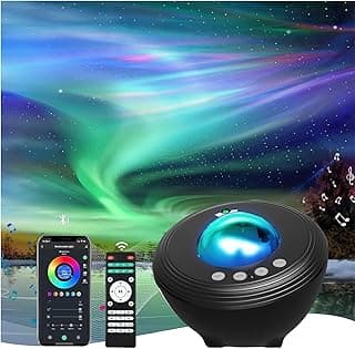 Febotak Proyector estrellas Aurora Galaxia Música Techo Proyector luz nocturna para bebe niños adultos con somnífero ruido blanco, compatible con Alexa