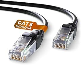 Mr. Tronic Impermeables Exteriores Cable Ethernet Cat 6 De 15m, Cable de Red LAN con Conectores RJ45 para una Internet Rápida - Cat6 con Conexión AWG24, Internet UTP CCA (15 Metros, Negro)