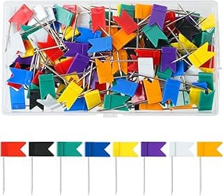 Vicloon Chinchetas de Mapa, 170pcs Chinchetas de Mapa Colorido, Chinchetas de Mapa Cabeza Redonda, Adecuado para Oficina, Escuela, Trabajo, Pasatiempos, Tableros de Corcho, Decoración de Pared