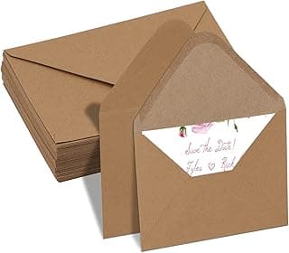 50 Piezas Sobres Kraft C6 Sobres de Papel Kraft Vintage Papel Kraft Sobre multipropósito para la boda, fuentes del regalo, felicitaciones e Invitaciones(114 x 162mm)