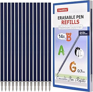 14x recambios de minas borrables, compatibles con Legami, color de tinta: azul-negro, punta: 0.7 mm, altura: 13 cm - recargas borrables para material de oficina/escuela