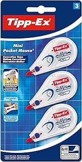 Tipp-Ex Mini Pocket Mouse Cintas Correctoras - Corrector de Bolígrafos - 6 m x 5 mm Blíster de 3