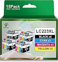 GREENSKY Multipack LC-223 Compatibles de Reemplazo para Tinta Brother LC223 LC223 XL para Tinta Brother DCP-J562DW MFC-J480DW DCP-J4120DW MFC-J4420DW MFC-J880DW MFC-J5320DW MFCJ4620DW (Paquete de 15)
