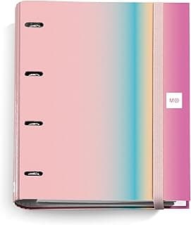 Miquelrius - Carpebloc A4, Carpeta archivador con 4 anillas + Recambio 100 hojas de 90 g/m² con cuadrícula de 5 mm, Cierre con goma, Colección Aurora West Bay
