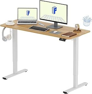FLEXISPOT Escritorio Elevable Escritorio de Elevable Eléctrico con Tablero 140x60cm(Arce), Standing Desk Mesa Regulable Altura, Mesa de Elevable con Gancho Portavasos y Control de Memoria
