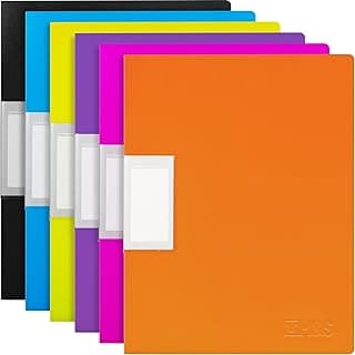H&S Set de Carpetas con Fundas de Plastico - 6x Carpeta A4 de Colores con 30 Bolsillos de Plástico Extraíbles cada una - Archivador para Escuela Universidad Casa u Oficina