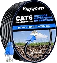 MutecPower cables CAT6 impermeables para exteriores de 30 m - CCA - Cable de red ethernet para soterramiento directo - 250 MHz - 30 metros
