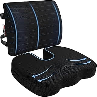 FORTEM Cojin Silla Oficina, Cojín Lumbar Silla Oficina, Respaldo Lumbar para Silla, Cojin Ergonomico de Espuma Viscoelástica, Antideslizante para Sentarse y Respaldo para Gaming, Cojin Asiento Coche