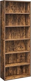 VASAGLE Librería de 6 Niveles, Estantería de Libros, Organizador con Compartimentos, Estantes Abiertos y Ajustables, para Sala de Estar, Oficina, Dormitorio, Marrón Rústico LBC166X01