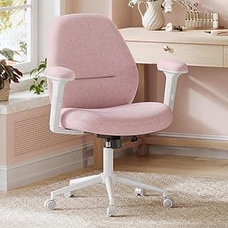 SONGMICS Silla de Oficina, Altura Ajustable, Silla Giratoria Acolchada, Altura Ajustable, Función de Balanceo, para Oficina, Estudio en Casa, Adolescentes, Rosa Jalea OBG035R01