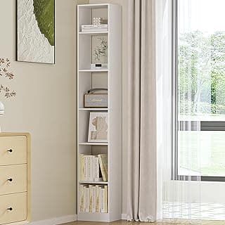 Hzuaneri Librería, Estantería, para Salón, Estudio, Oficin, Dormitorio, Estilo Escandinavo, 24 x 30 x 184.4 cm, Blanco BC09603X