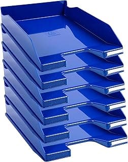 Exacompta - 113203D - juego de 6 bandejas carpetas de fundas COMBO MIDI - dimensiones 34,6 x 25,5 x 6,5 cm - para documentos en formato A4 + - color azul real brillante